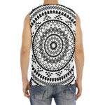 Black And White Tribal Mandala Print Men's Fitness Tank Top