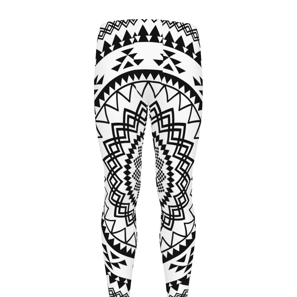 Black And White Tribal Mandala Print Men's leggings