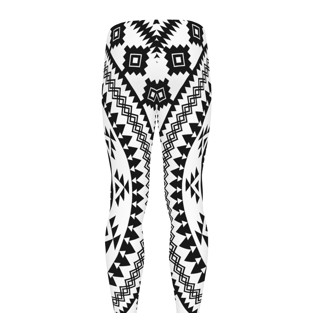 Black And White Tribal Mandala Print Men's leggings