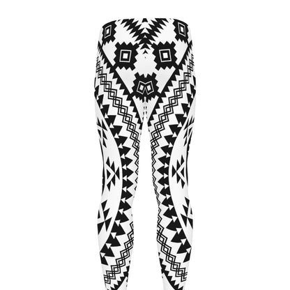 Black And White Tribal Mandala Print Men's leggings
