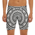 Black And White Tribal Mandala Print Men's Long Boxer Briefs
