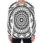 Black And White Tribal Mandala Print Men's Long Sleeve T-Shirt