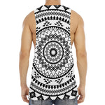 Black And White Tribal Mandala Print Men's Muscle Tank Top