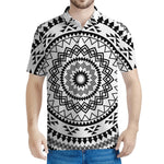 Black And White Tribal Mandala Print Men's Polo Shirt