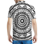 Black And White Tribal Mandala Print Men's Polo Shirt