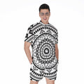 Black And White Tribal Mandala Print Men's Romper