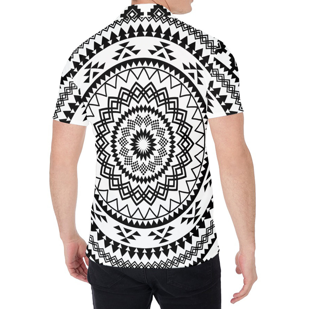 Black And White Tribal Mandala Print Men's Shirt