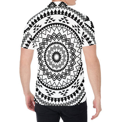 Black And White Tribal Mandala Print Men's Shirt