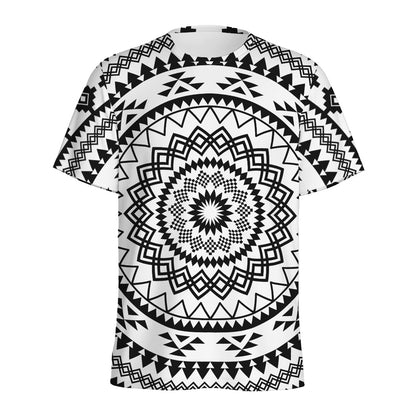 Black And White Tribal Mandala Print Men's Sports T-Shirt