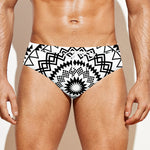 Black And White Tribal Mandala Print Men's Swim Briefs