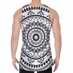 Black And White Tribal Mandala Print Men's Velvet Tank Top