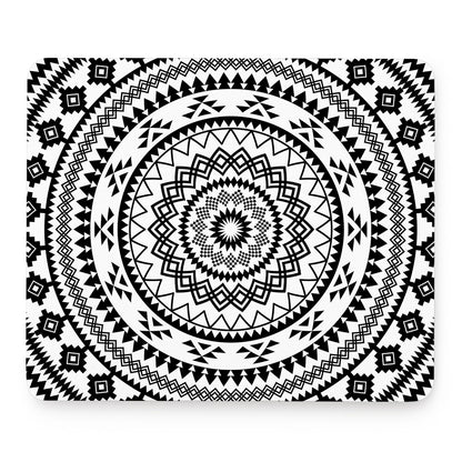 Black And White Tribal Mandala Print Mouse Pad