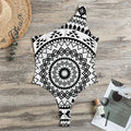 Black And White Tribal Mandala Print One Shoulder Bodysuit