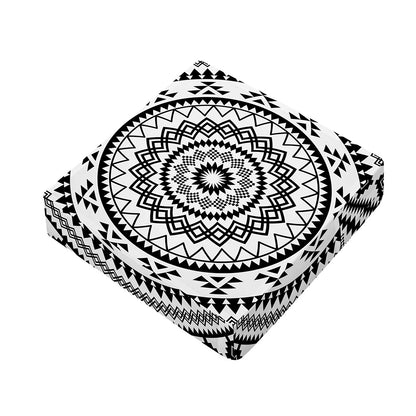 Black And White Tribal Mandala Print Outdoor Seat Cushion Cover