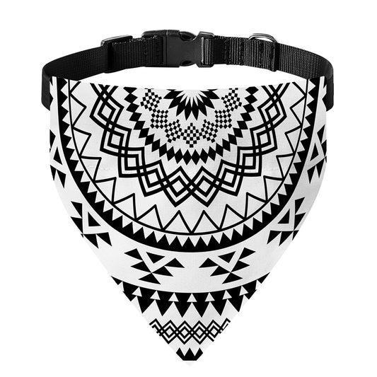 Black And White Tribal Mandala Print Over The Collar Dog Bandana