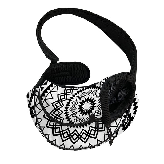 Black And White Tribal Mandala Print Pet Sling Carrier