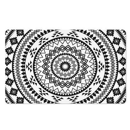 Black And White Tribal Mandala Print Polyester Doormat