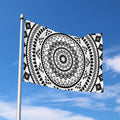 Black And White Tribal Mandala Print Polyester Flag