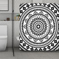 Black And White Tribal Mandala Print Polyester Shower Curtain