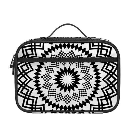 Black And White Tribal Mandala Print Portable Lunch Bag