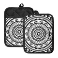 Black And White Tribal Mandala Print Pot Holders With Pocket