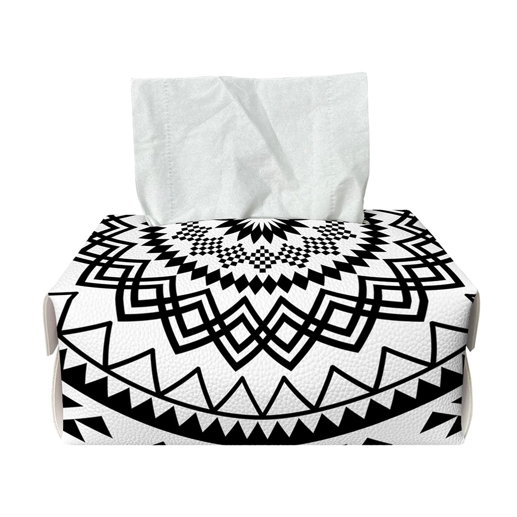Black And White Tribal Mandala Print Rectangle Tissue Box Cover