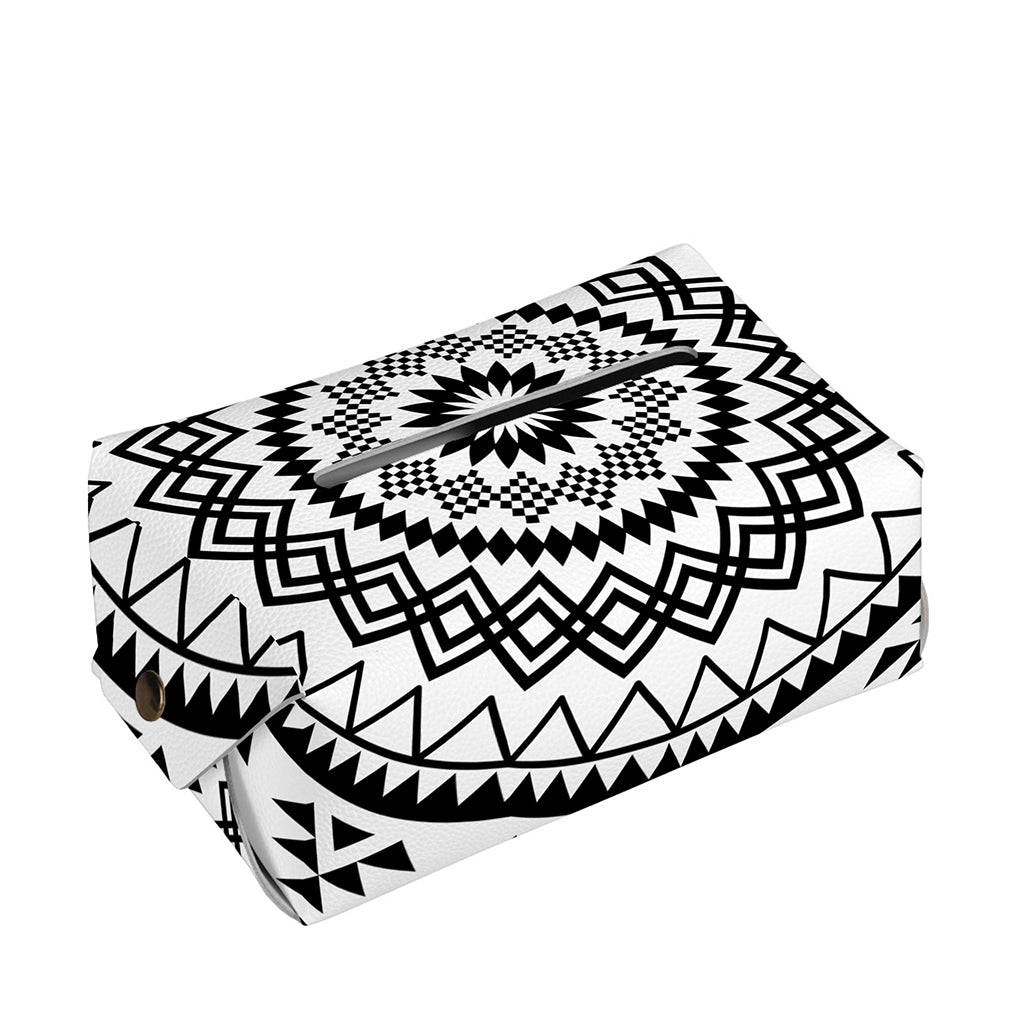 Black And White Tribal Mandala Print Rectangle Tissue Box Cover