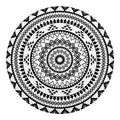 Black And White Tribal Mandala Print Round Blanket