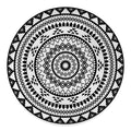 Black And White Tribal Mandala Print Round Floor Mat