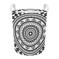 Black And White Tribal Mandala Print Round Laundry Basket