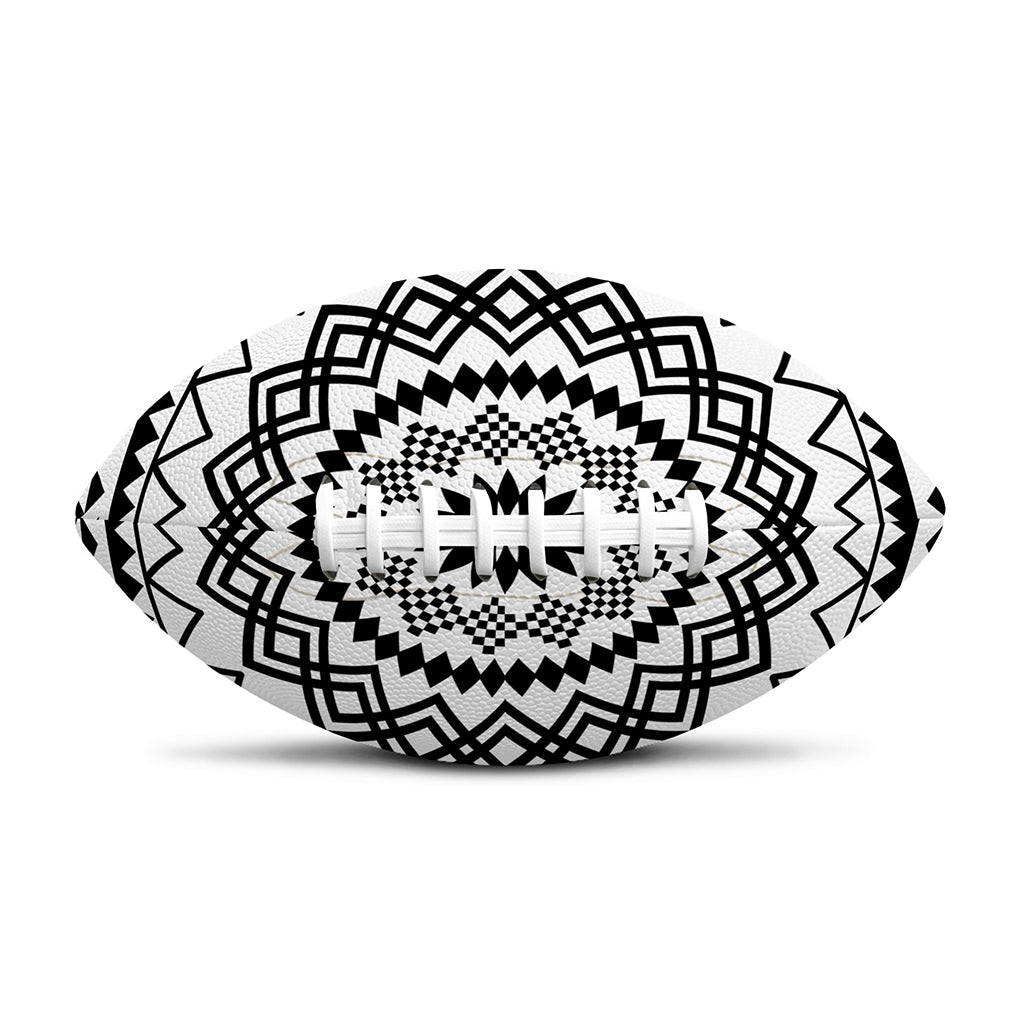 Black And White Tribal Mandala Print Rugby Ball