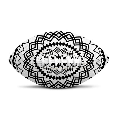 Black And White Tribal Mandala Print Rugby Ball