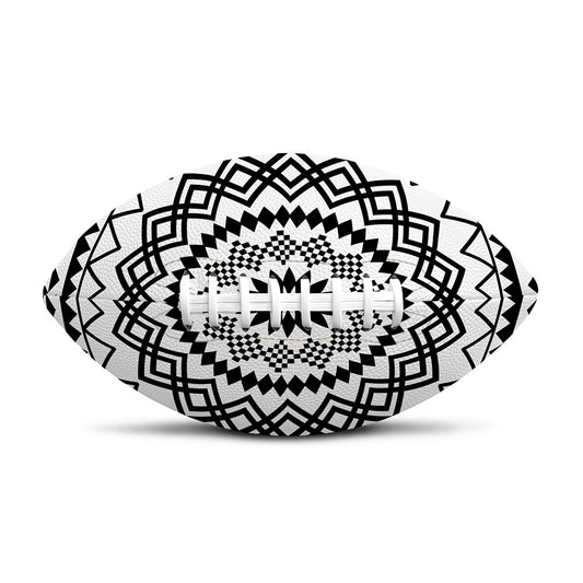Black And White Tribal Mandala Print Rugby Ball