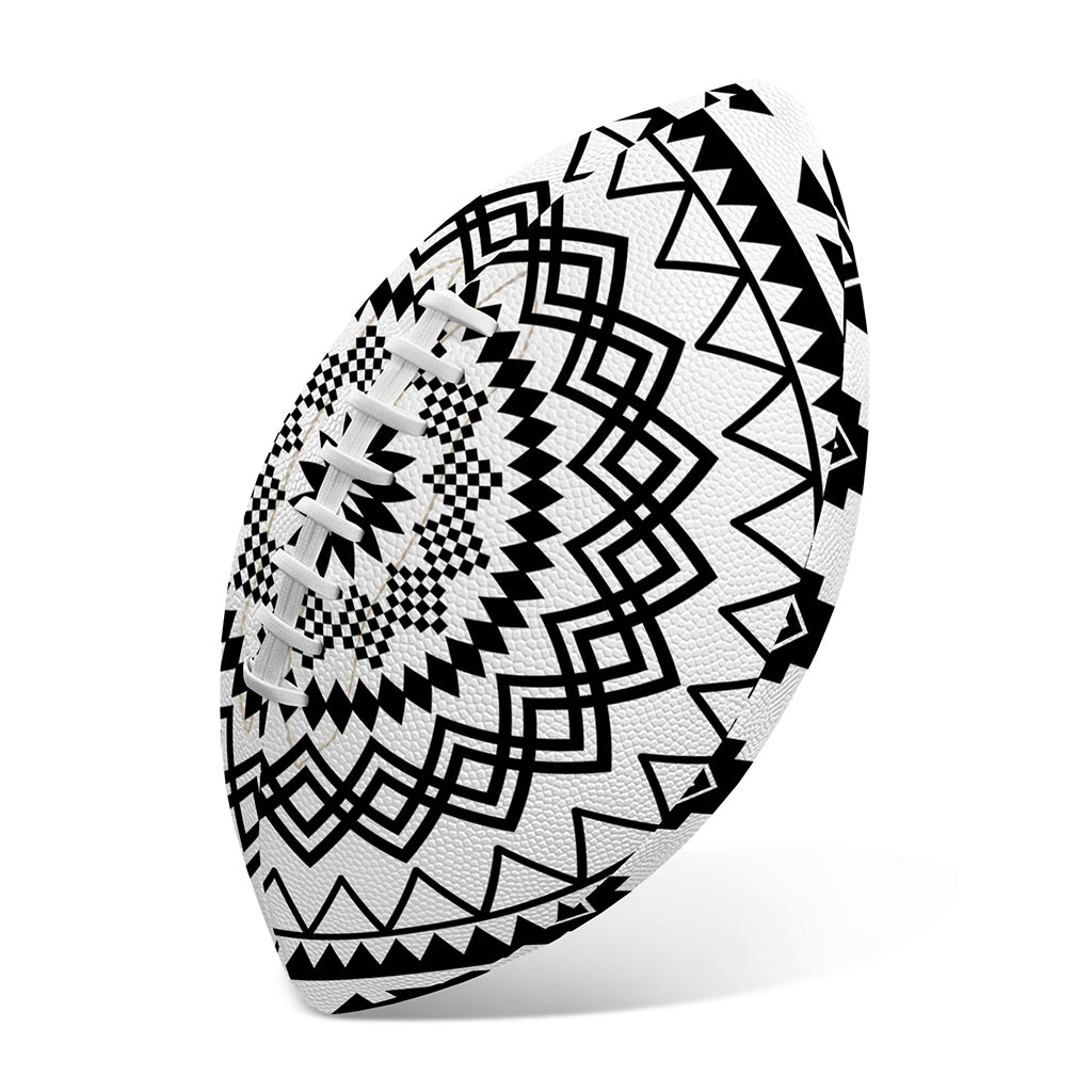 Black And White Tribal Mandala Print Rugby Ball