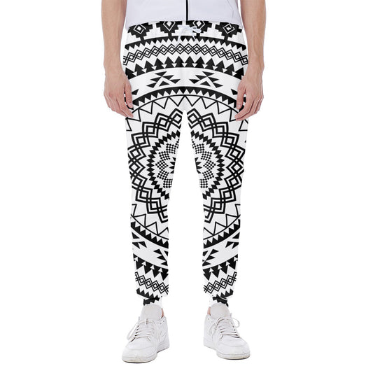 Black And White Tribal Mandala Print Scuba Joggers