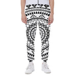 Black And White Tribal Mandala Print Scuba Joggers