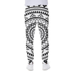 Black And White Tribal Mandala Print Scuba Joggers