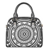 Black And White Tribal Mandala Print Shoulder Handbag