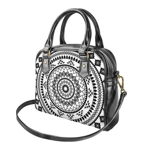 Black And White Tribal Mandala Print Shoulder Handbag