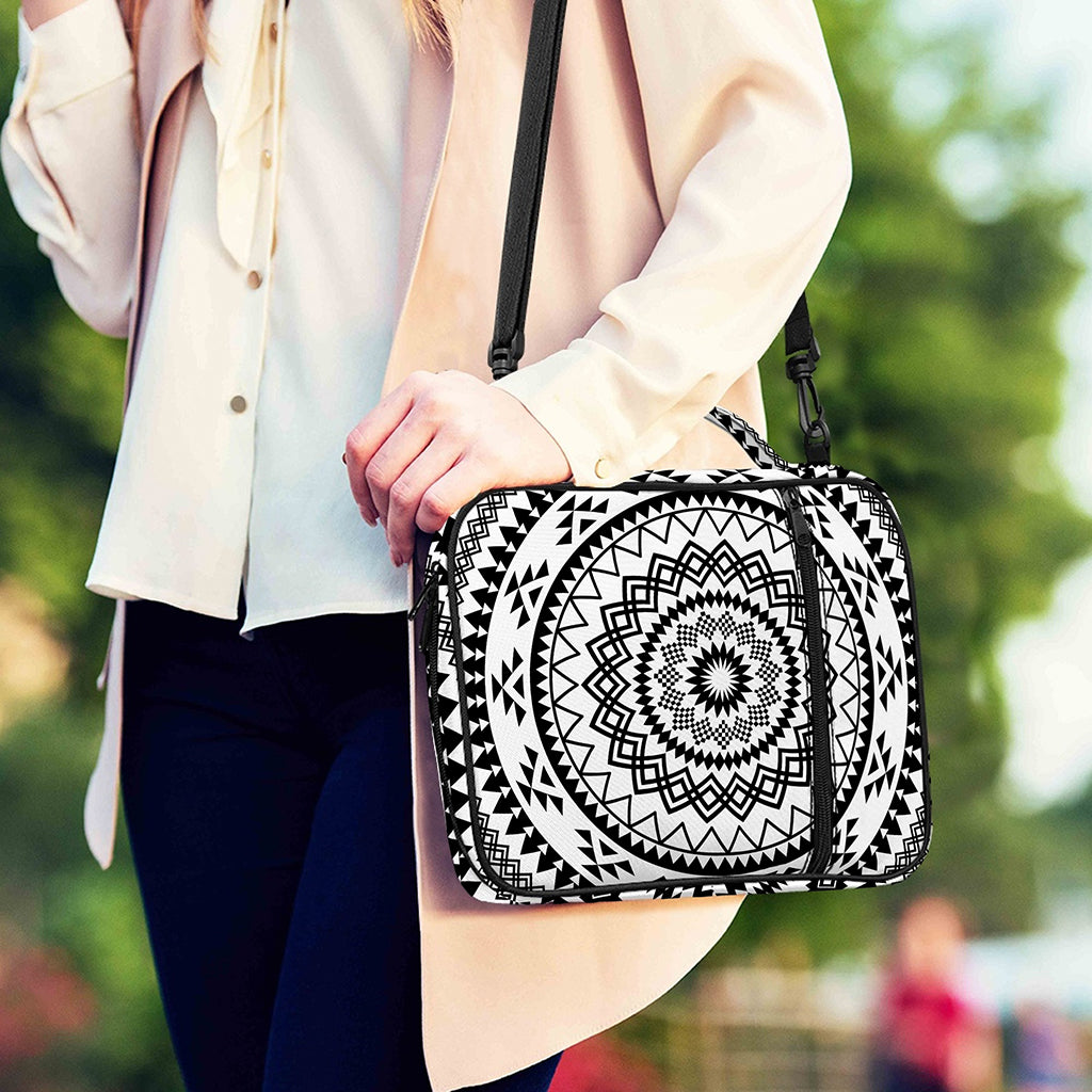 Black And White Tribal Mandala Print Shoulder Strap Bible Bag