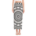 Black And White Tribal Mandala Print Side Slit Maxi Skirt