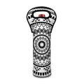 Black And White Tribal Mandala Print Single Neoprene Wine Tote