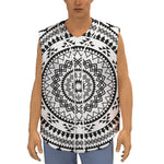 Black And White Tribal Mandala Print Sleeveless Baseball Jersey