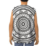 Black And White Tribal Mandala Print Sleeveless Baseball Jersey