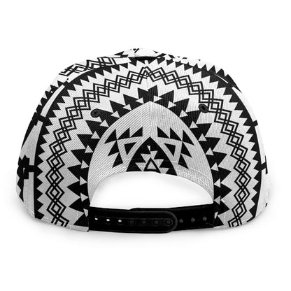 Black And White Tribal Mandala Print Snapback Cap