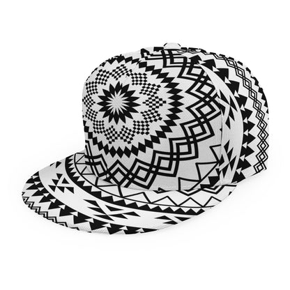 Black And White Tribal Mandala Print Snapback Cap