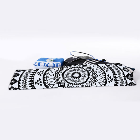 Black And White Tribal Mandala Print Sports Towel