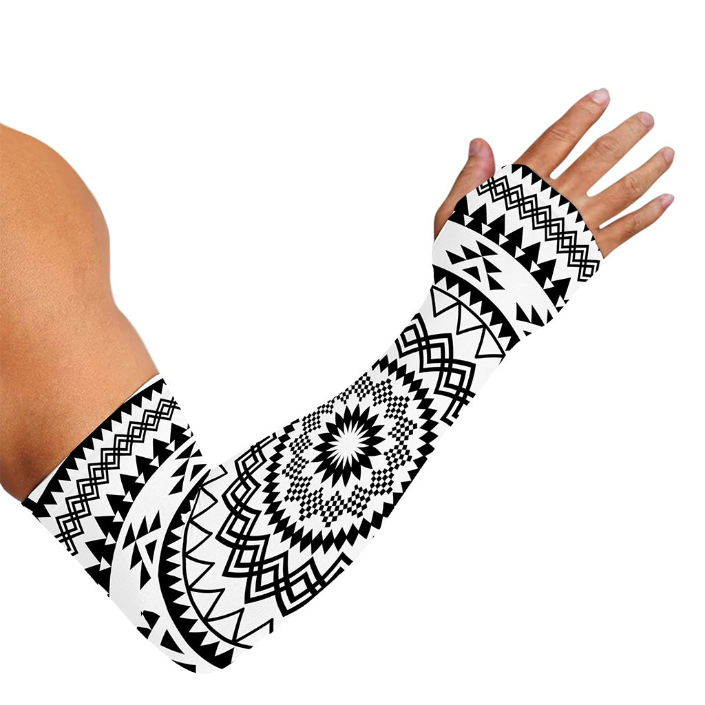 Black And White Tribal Mandala Print Sun Protection Arm Sleeves