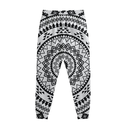 Black And White Tribal Mandala Print Sweatpants