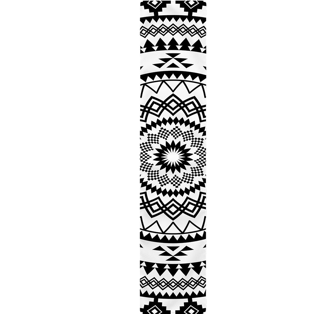 Black And White Tribal Mandala Print Table Runner